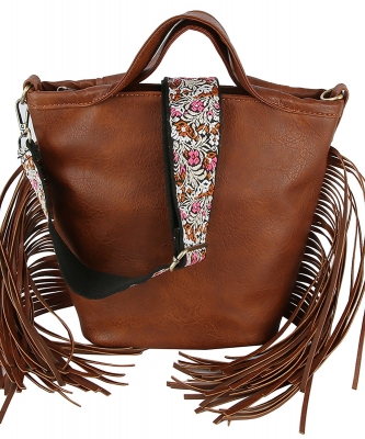 Fashoin Fringe Guitar Strap Satchel LQ316 BROWN
